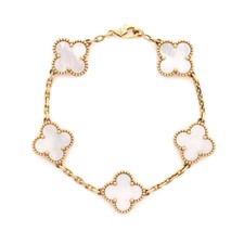 Van Cleef Arpels Vintage Alhambra 5 Motifs Bracelet 18K Yellow Gold and Mother