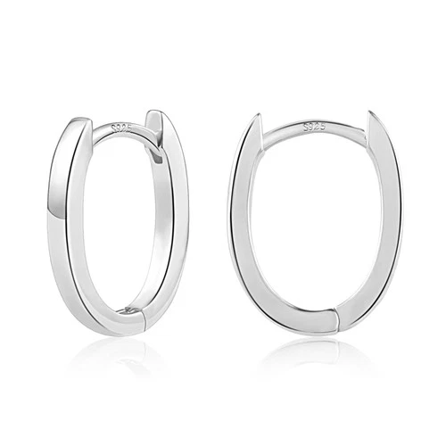 925 Sterling Silver Earrings Small Chunky Silver Hoop Earrings for Women Tren... - Picture 1 of 9