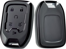 Key Fob Cover Compatible with Suburban Tahoe Terrain Yukon Smart-Grey Black-1