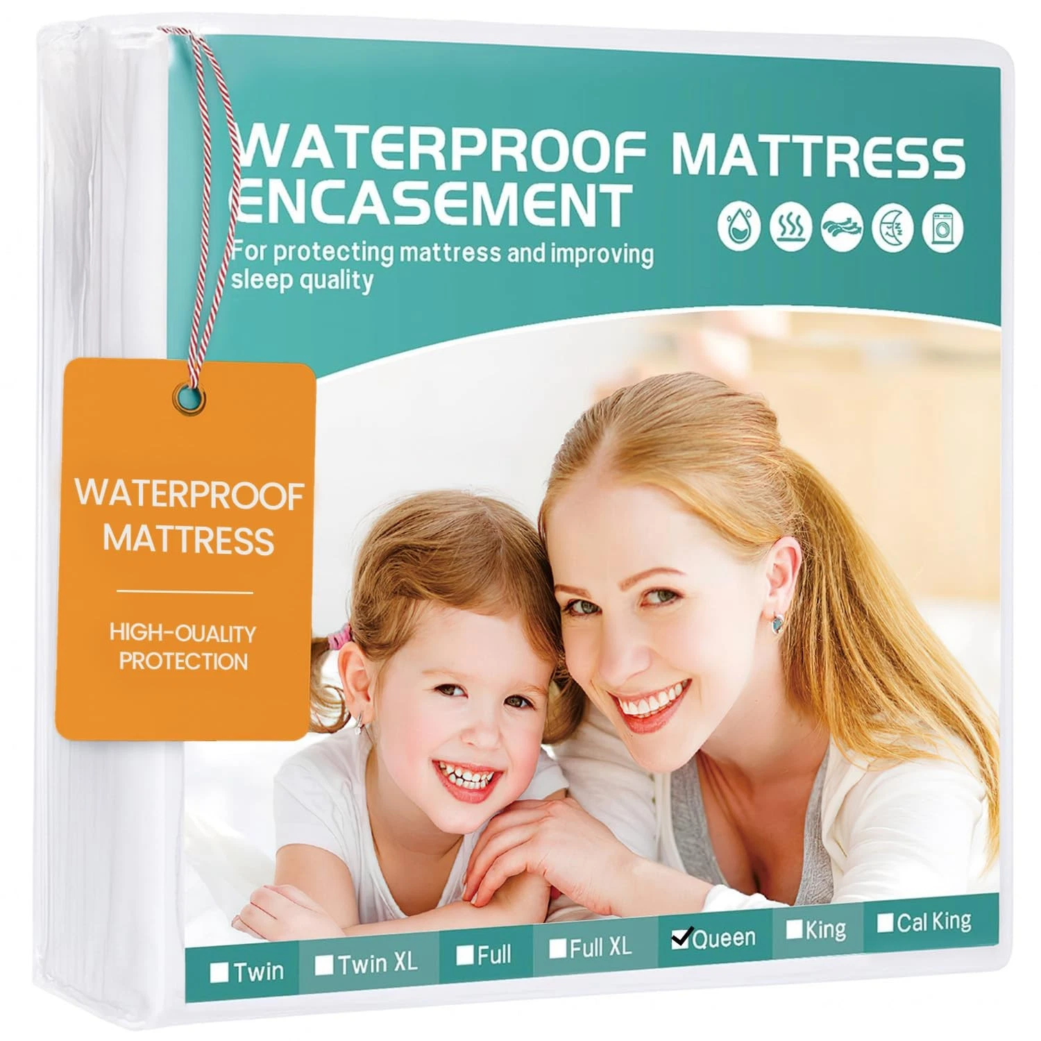 60"x80" Queen Mattress Protector(6-10 in. Deep) Waterproof Mattress Cover Zip...