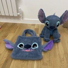 Disneyland Paris Stitch Disney Plush Soft Toy 37 cm high + Stitch bag bundle