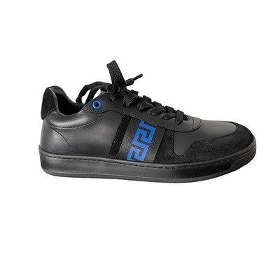 Versace La Greca Black/Blue Sneaker Unisex Womens 1011938, sz 38.5
