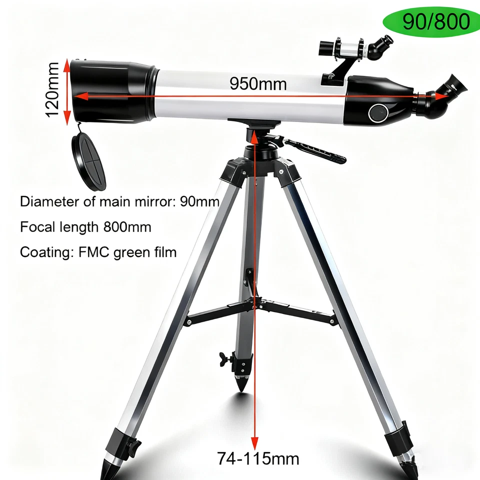 90mm Telescope for Beginners, Moon &Planet Viewing with Smartphone Photo Adapter - Image 3 of 4