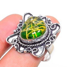 Golden Rutile Quartz 925 Sterling Silver Gemstone Gift Jewelry Ring 8" NS 19955