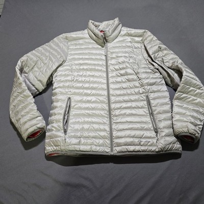 Eddie Bauer Travex Puffer Jacket Mens Large Silver Down Insulated Full Zip