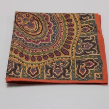 Seaward  Stearn NWOT 100 Silk Pocket Square In Multicolor Geometric Print