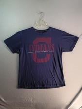 Cleveland Indians Shirt Adult Large Blue Short Sleeve Ring Spun Soft Cotton