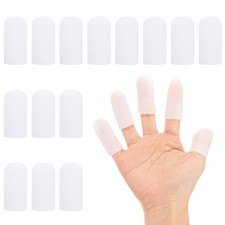 14 Pcs 1.8"x0.67" Gel Finger Cots Silicone Finger Tip Protector Support White
