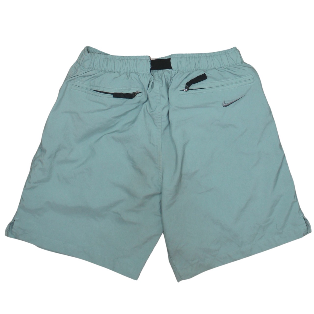 Nike Mens Swim Shorts Light Green Nylon Zip Pockets Adjustable Waist Lined M