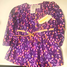 Offcorss Girls Floral Long Sleeve Button Dress Shirt w/ Belt 18-24M Cotton