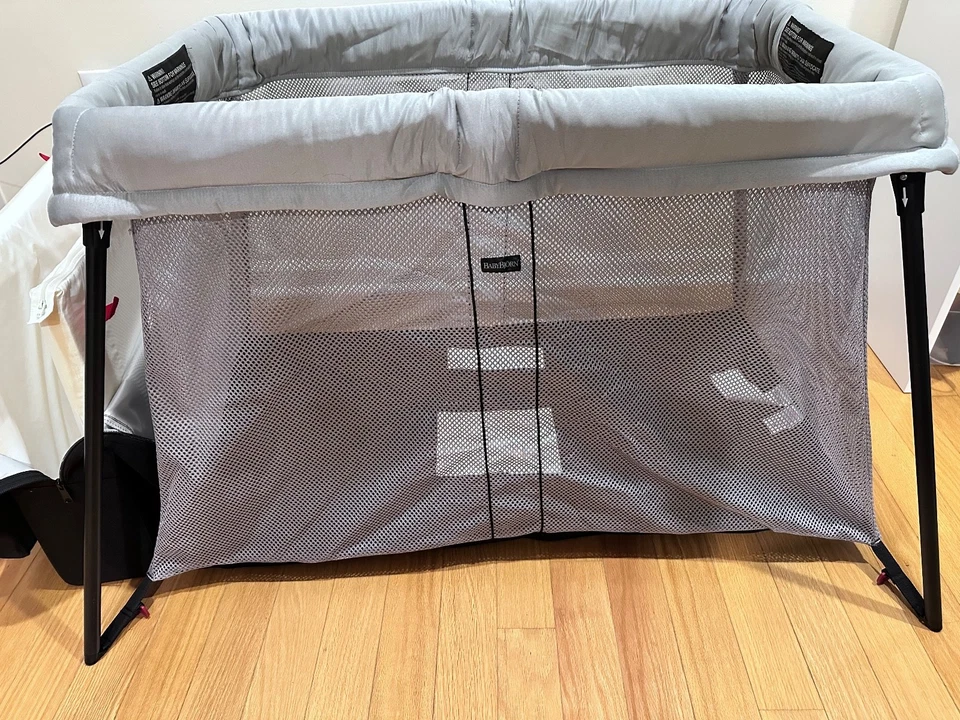 Baby Bjorn Pack N Play Travel Light Portable Crib With Carrying Case Light Gray - Image 2 of 4