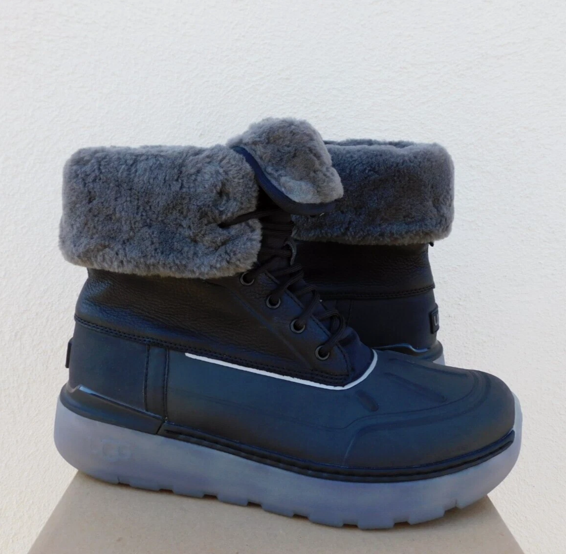 UGG BLACK CITY BUTTE WATERPROOF LEATHER WINTER SNOW BOOTS, MEN US 9.5/ 42.5 ~NEW