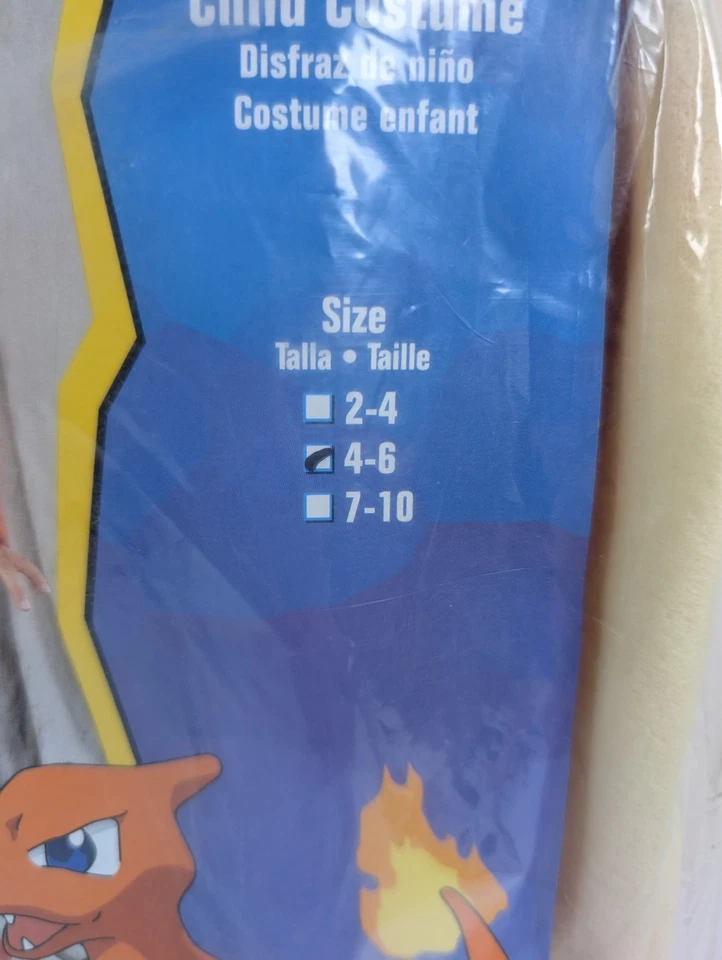 复古 Charmeleon Pokemon 儿童服装尺寸 4-6 任天堂 1999 - 无面具 — 第 4/4 张图片