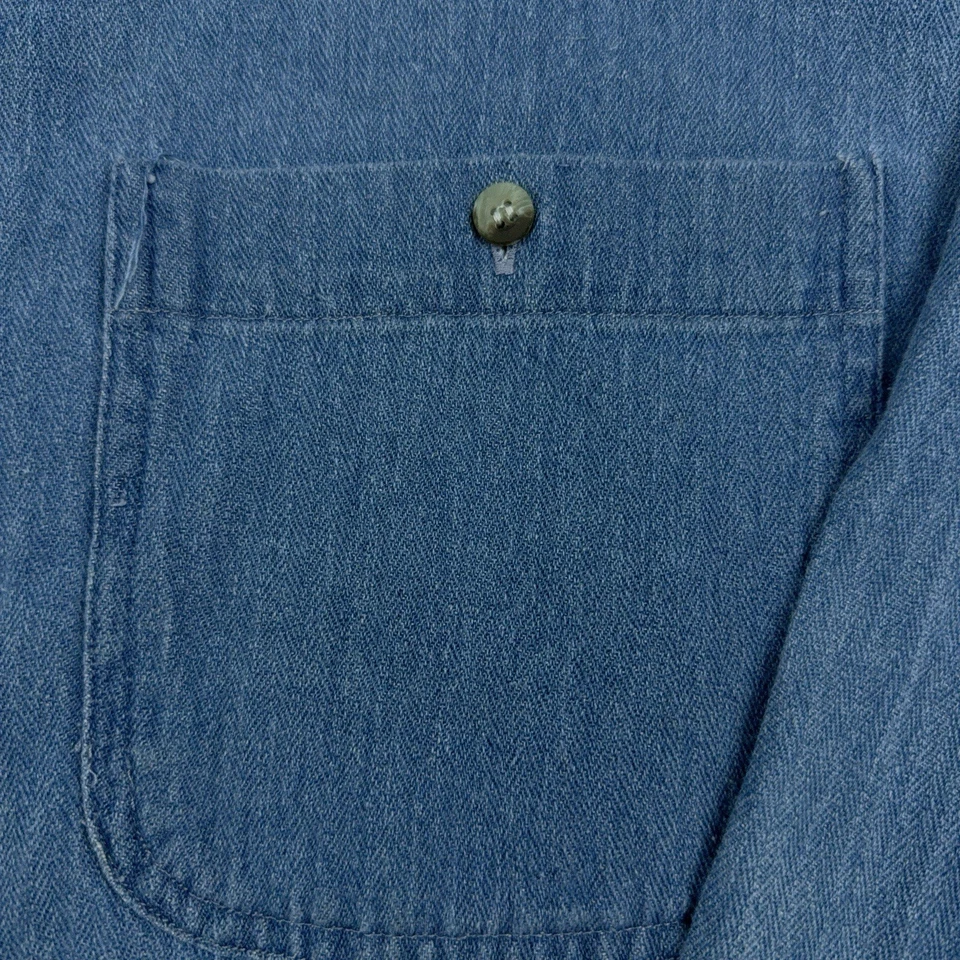 Camisa Denim De Colección Reed Hunter Para Hombre M Banda Cuello Sin Cuello Abotonada Foto 2 de 4