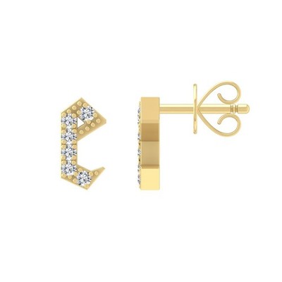 14K Gelbgold 0,05Ct Lab Grown Diamant Initiale e Ohrstecker Geschenk für Frauen