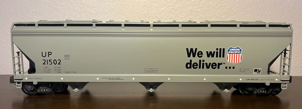 K-Line K6243-2111 O Union Pacific UP Extruded Aluminum Gray Hopper #21502 NEW - Image 4 of 4