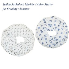 Schlauchschal Loopschal Halsschal Tücher Anker Maritim für Frühling Sommer Weiß