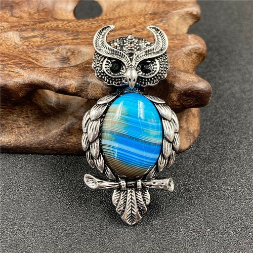 Wholesale 10pcs Natural Stone Owl Pendant Brooch Dual Purpose Healing Crystal - Picture 5 of 12