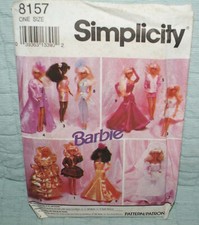 Simplicity 8157 Barbie Evening Wardrobe Doll Sewing Pattern New Fast Shipping