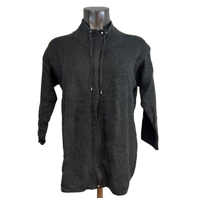 Chicos Cardigan Sweater Jacket Full Zip Gray Metallic Whimsigoth