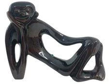 MCM Vintage Jaru Monkey Sloth Figurine Porcelain Reclining Brown 60s Whimsical