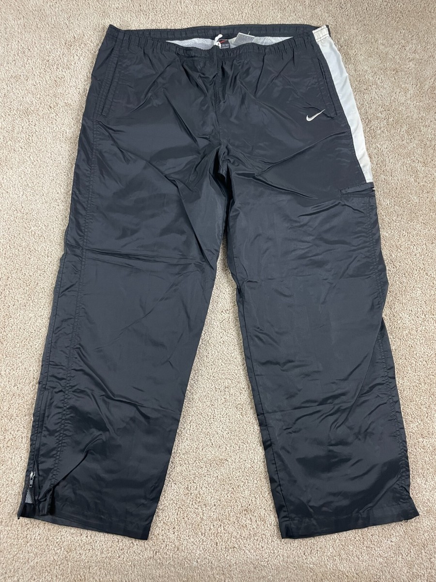 Vintage Nike Track Pants Mens XXL Zip Ankle Elastic Waist Logo Pocket Black