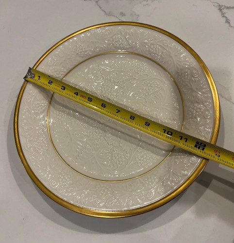 Lenox USA 24K Gold Trim Embossed Grapes 12 3/4" Ivory Chop Plate Platter Holiday - Picture 8 of 8