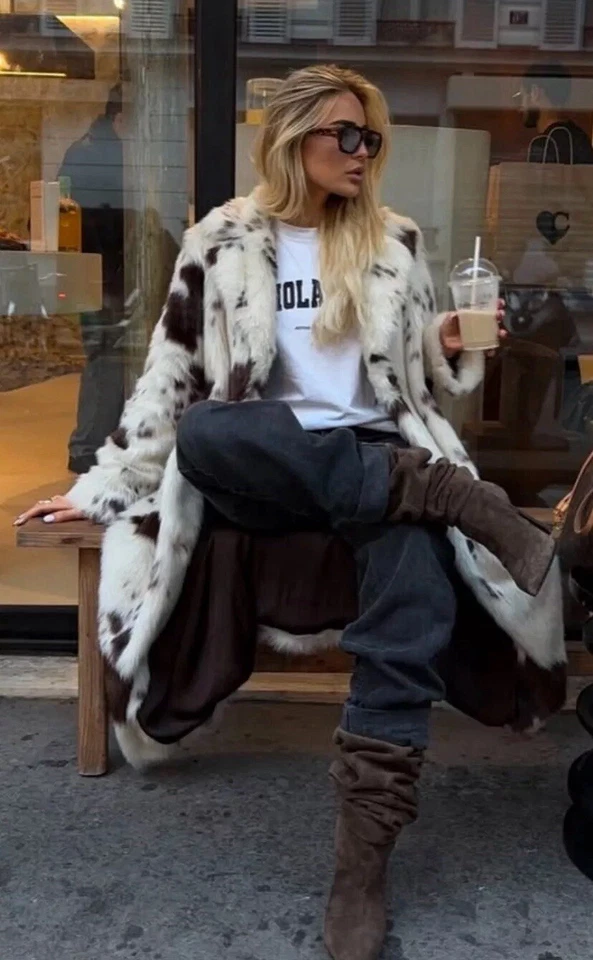 ZARA WOMAN NWT FW24 FAUX FUR ANIMAL PRINT COAT ZW COLLECTION ALL SIZES  2212/240 - Image 2 of 4