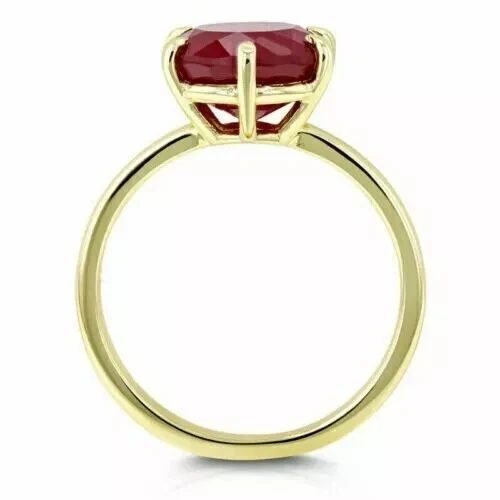 2Ct Round Cut Lab Created Ruby Solitaire Engagement Ring 14K Yellow Gold Plated - Image 2 of 4