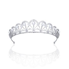 Luxury All CZ Cubic Zirconia Classical Queen Wedding Tiara Crown For Women