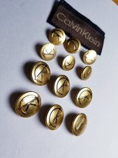 RARE vintage Calvin Klein set 15mm 20mm Gold Brass Blazer Replacement Buttons