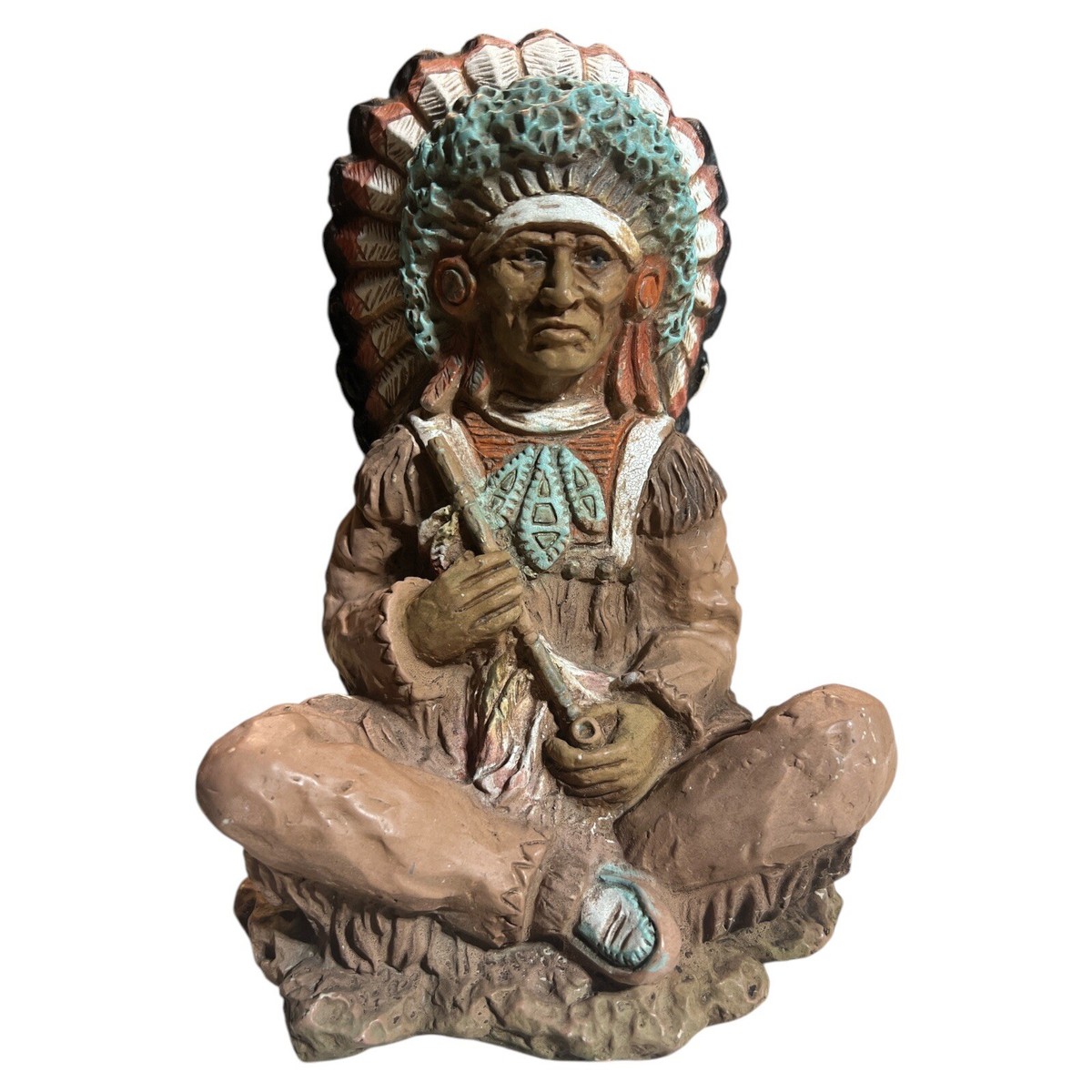 1973 Universal Statuary Corp 9” Vintage Sitting Indian Chief with