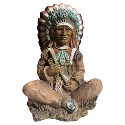 1973 Universal Statuary Corp 9” Vintage Sitting Indian Chief with