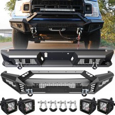 Upgrade Steel Front Rear Bumper W/led Lights+shackles For 2018-2020 Ford F150