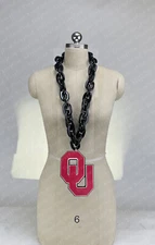 New OKLAHOMA SOONERS  Jumbo Black Big Fan Chain Necklace Foam USA COL