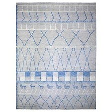 11'9" x 15'7" Gray Wool Hand Knotted Moroccan Berber Design Oversized Rug R73491