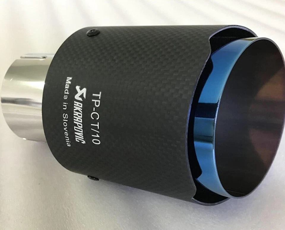 2 PIEZAS Punta de escape de fibra de carbono mate Akrapovic 63 mm-89 mm Tubo de escape azul universal Foto 2 de 3