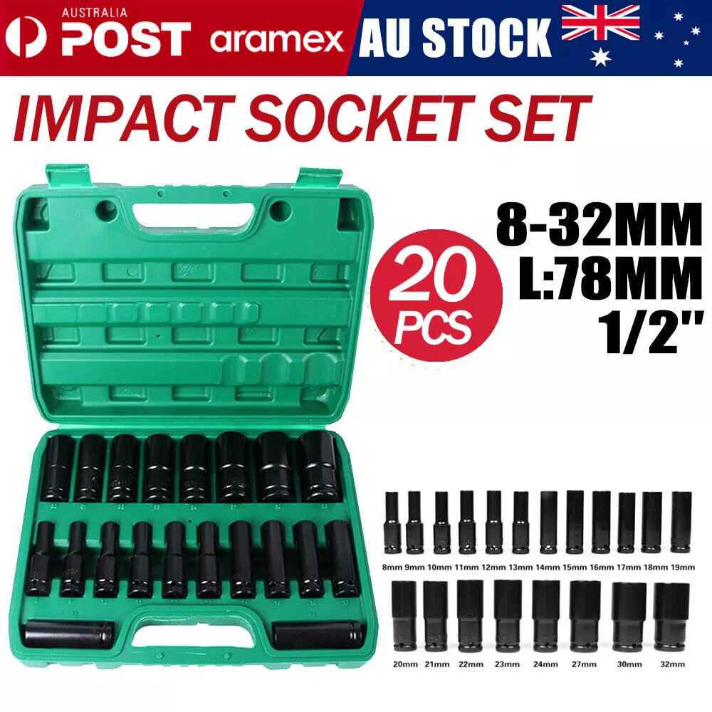 20PCS 8 32mm Impact Socket Set 1 2