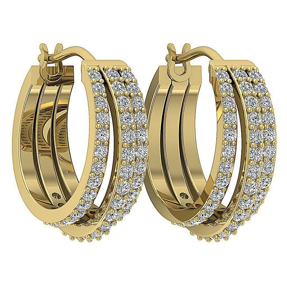 Hoops Earrings Natural Diamond I1 G 0.90 Carat 14k Rose Gold Prong Set 0.80 Inch - Image 2 of 4