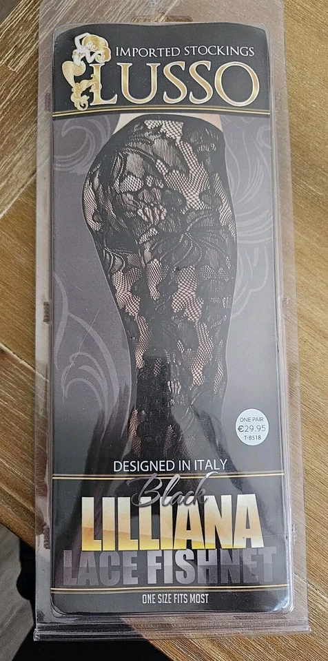 Medias italianas Lusso Lilliana de encaje negro red pantimedias DISFRAZ SEXY de nailon Foto 3 de 4