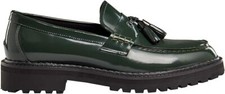 Mens Real Patent Leather Tassel Loafers Lug Sole Classic 80s Mod Handmade Shoes