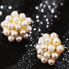 Fashion Earings Pearl Gold Plated Stud Flower Jewelry Earrings For Womens Girls