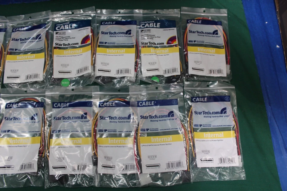 Lot of 14 StarTech PYO2LP4SATA 12in LP4 to 2x SATA Power Y Cable Adapters - Image 3 of 4