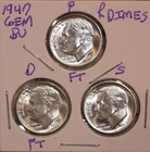 1947 P D S ROOSEVELT DIME GEM BU SET  P&D FULL BANDS! 47731