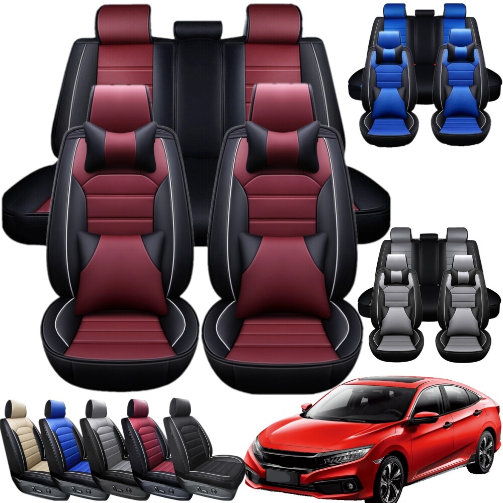 Seat Covers Black And White ANKIV Premium PU Leatherette Car Seat