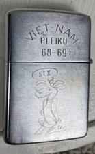 Vietnam War ZIPPO LIGHTER Engraved VIETNAM 69-69 NIX SNOOPY Thinking (Sex)