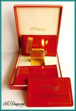 S.T. DUPONT - GOLD Plated w/box Lighter / Briquet / Feuerzeug  - JUST SERVICED