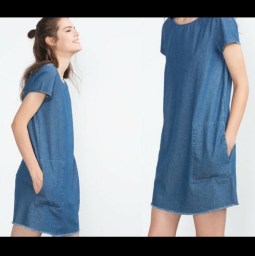 Zara Denim Dress Chambray Dress Cotton 
