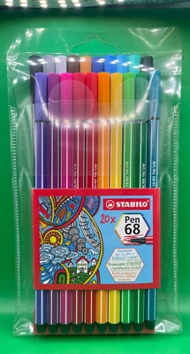 STABILO Pen 68 Set of 20 Fibre Tip pen M tip 1 mm Thick Brilliant Colors