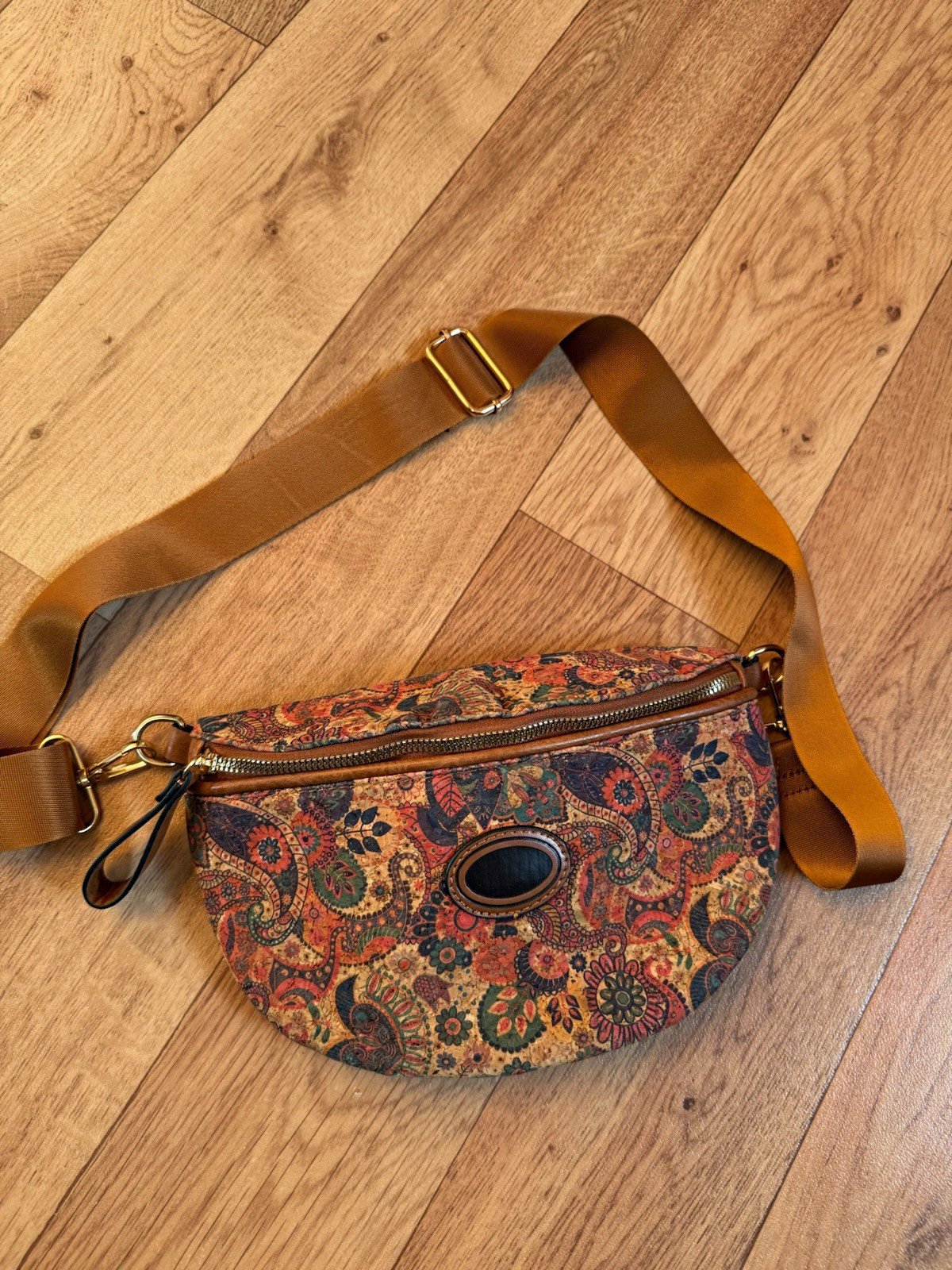 Bauch- & Gürteltasche mit verstellbarem Gurt, Kork , Reißverschluss